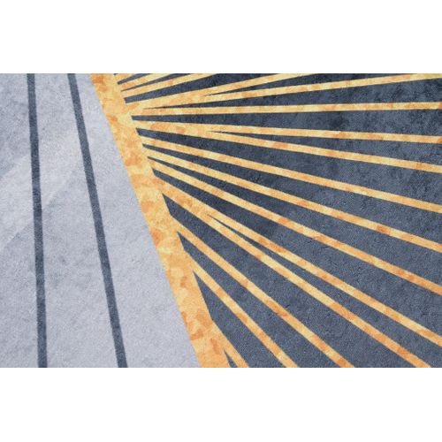 Tapis Salon Graphite Doré Gris Design Rayons Fin 140x200 Toscana