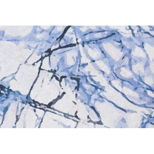 Tapis Salon Bleu Gris Écru Abstrait Marbré Fin 140x200 Toscana