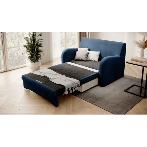 Canapé Convertible 2 Places Selma En Tissu - Bleu