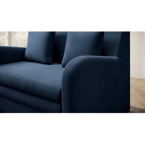 Canapé Convertible 2 Places Selma En Tissu - Bleu