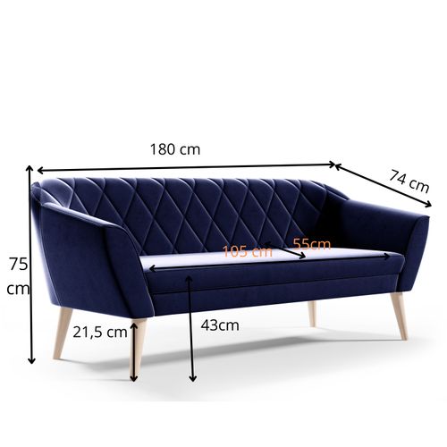 Canapé 3 Places Gloria 3 Bleu