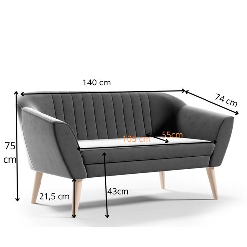 Canapé 2 Places Kaya En Velours - Gris