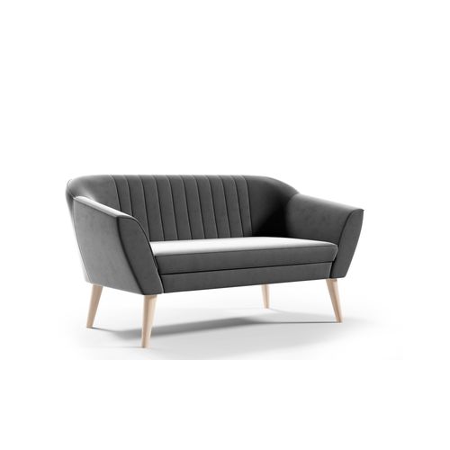 Canapé 2 Places Kaya En Velours - Gris