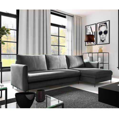 Canapé D’angle Bellissima – Canapé-lit Gris Avec Fonction Couchage