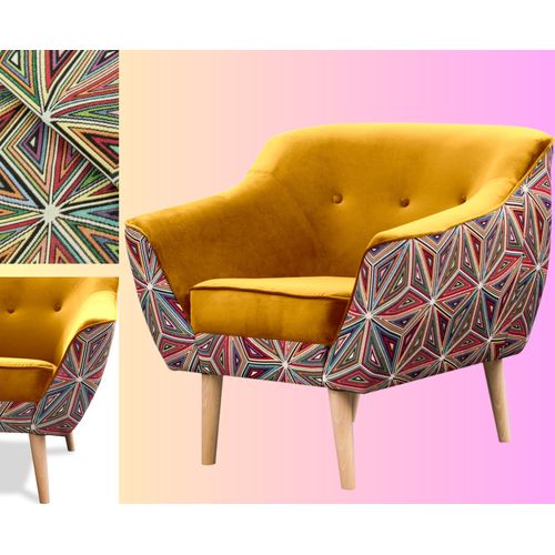 Melvi Jaune – Fauteuil Scandinave Tapissé En Velours