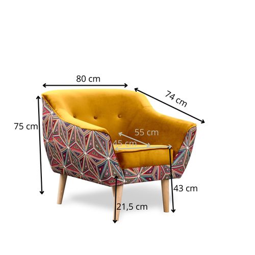 Melvi Jaune – Fauteuil Scandinave Tapissé En Velours
