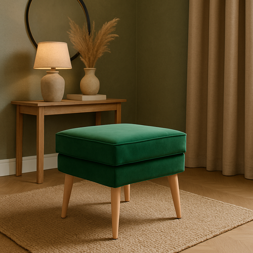 Tabouret Scandinave En Velours - Vert