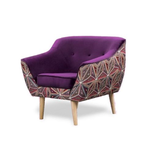 Fauteuil en velours Melvi avec motifs géométriques - Violet
