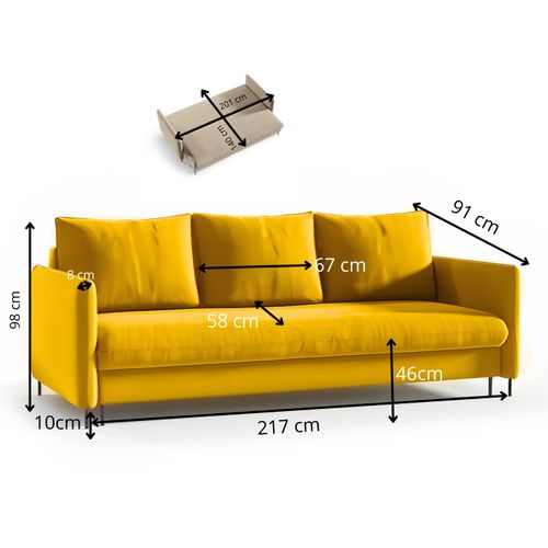 Canapé convertible Belissa Jaune