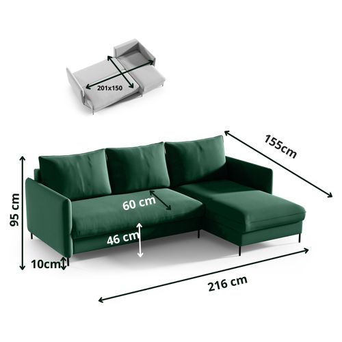Canapé D'angle Bellissima Canapé-lit Vert Avec Fonction Sommeil Canapé