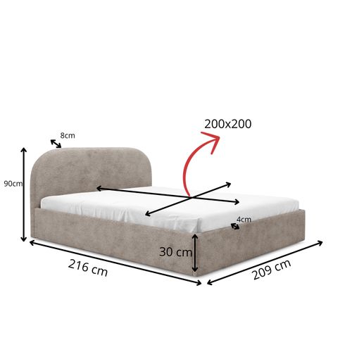 Lit Coffre Moon 200x200 Cm - Beige