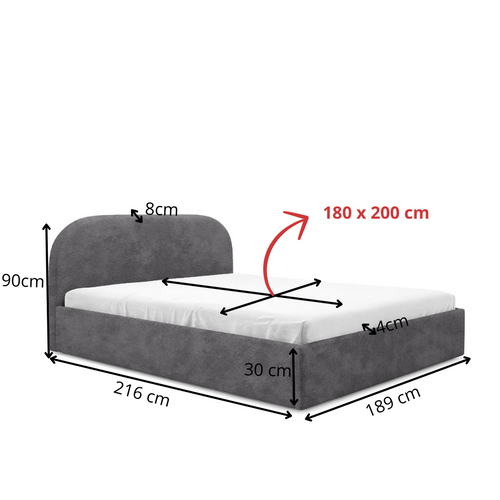 Lit Moon 180x200 Cm - Gris