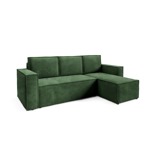 Canapé d’angle Convertible En Velours Côtelé - Vert