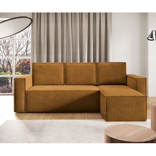 Canapé D'Angle Convertible Corda En Velours Côtelé - Ambre