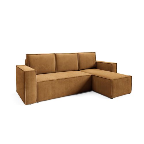 Canapé D'Angle Convertible Corda En Velours Côtelé - Ambre