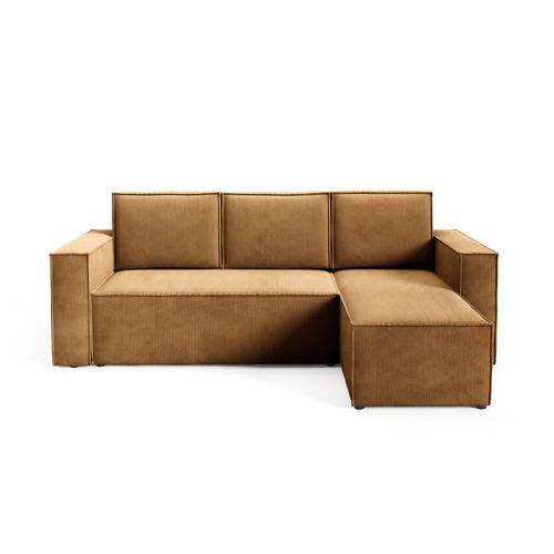 Canapé D'Angle Convertible Corda En Velours Côtelé - Ambre
