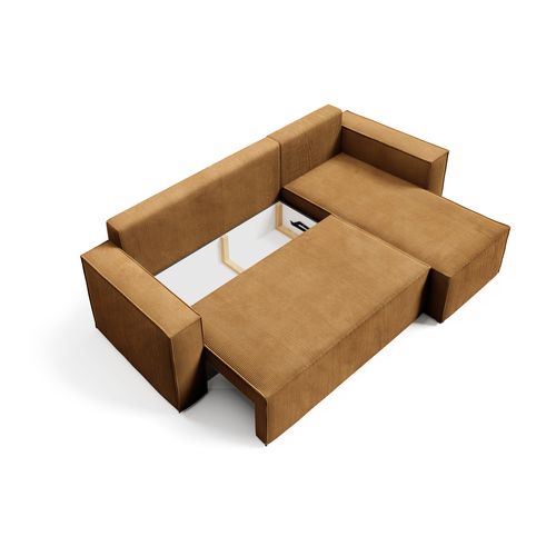 Canapé D'Angle Convertible Corda En Velours Côtelé - Ambre