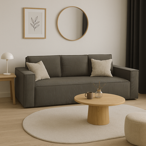 Canapé Convertible Corda En Velours Côtelé - Beige