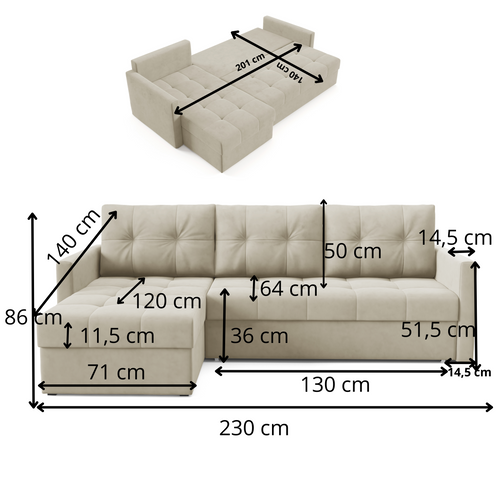 Canapé D'angle Convertible IVIO - Beige