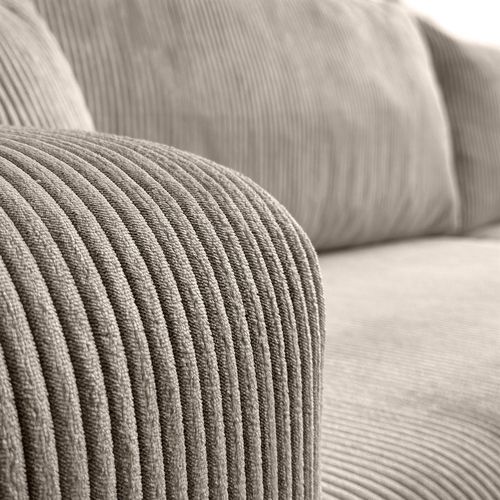 Canapé D'angle Senna Avec Fonction Sommeil Tissu Velours Côtelé Beige