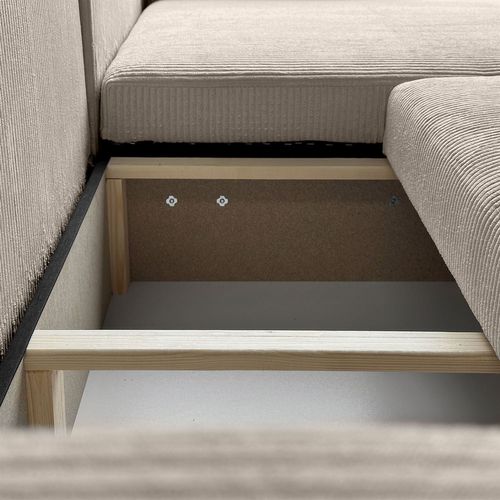 Canapé D'angle Senna Avec Fonction Sommeil Tissu Velours Côtelé Beige