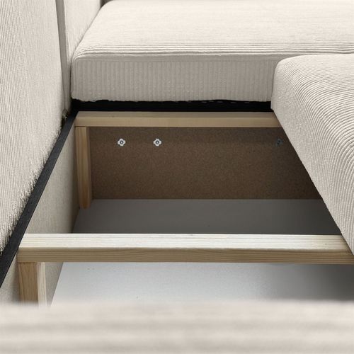 Canapé D’angle Convertible Senna En Velours Cotelé - Blanc Cassé