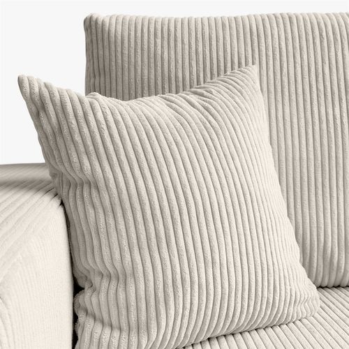 Canapé D’angle Convertible Senna En Velours Cotelé - Blanc Cassé