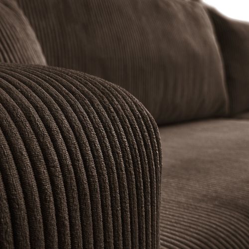 Canapé D'angle Convertible Senna En Velours Côtelé - Marron