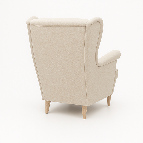 Fauteuil Bouclé Beige Sur Pieds En Hêtre, Style Glamour, Fauteuil Relax, Fauteuil De Télévision