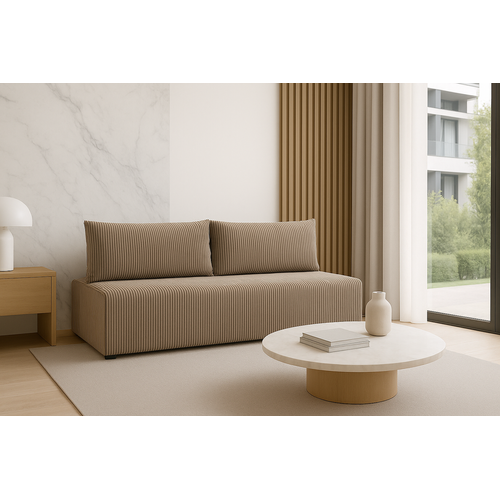 Canapé Luno Avec Fonction De Couchage, En Velours Côtelé Beige – Un Canapé Moderne Et Élé