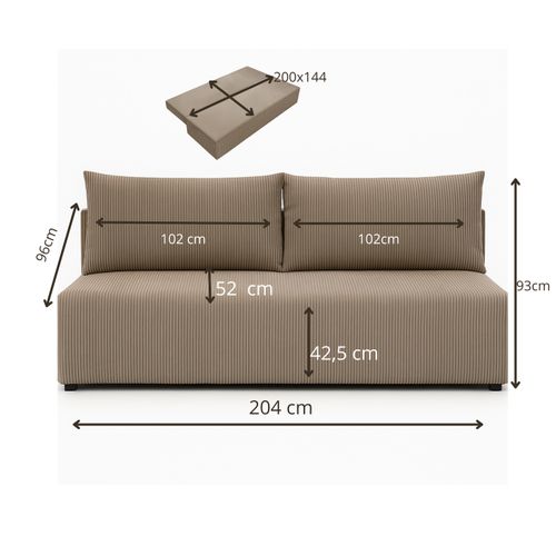 Canapé Luno Avec Fonction De Couchage, En Velours Côtelé Beige – Un Canapé Moderne Et Élé