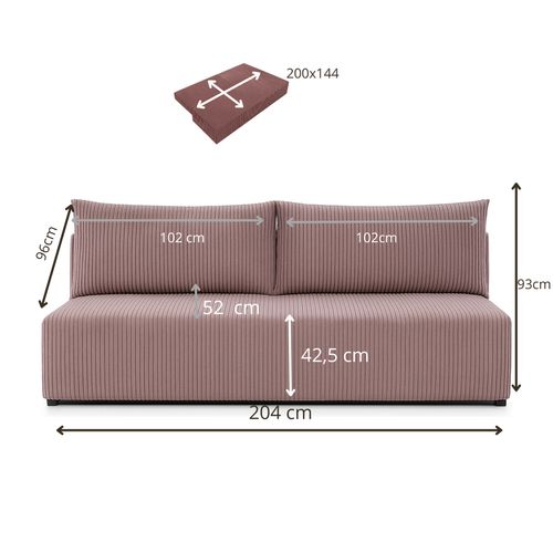 Canapé Luno Avec Fonction De Couchage, En Velours Côtelé Rose – Un Canapé Moderne Pour Vo