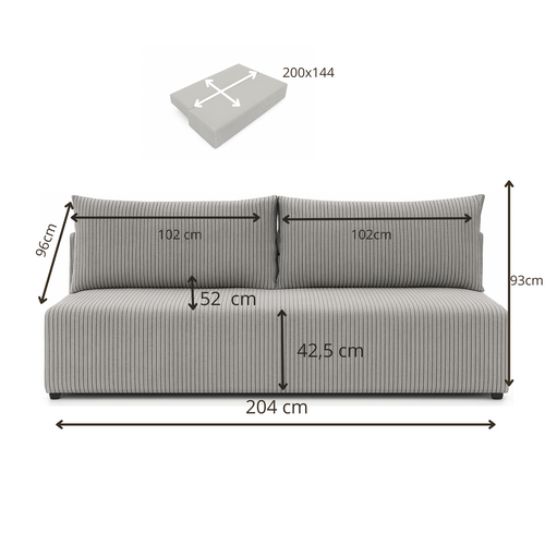 Canapé Luno Avec Fonction De Couchage En Corde Gris Clair – Un Canapé Moderne Pour Votre Salon.