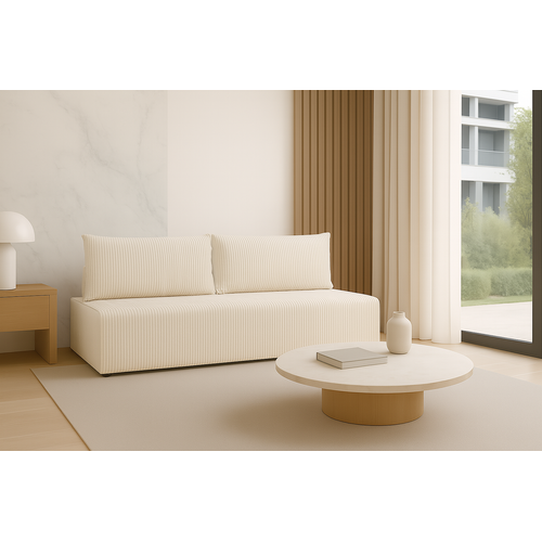 Canapé Luno Avec Fonction De Couchage Crème – Canapé Moderne En Velours Côtelé Pour Votre Salon