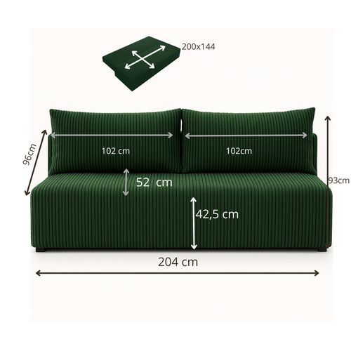 Canapé Convertible Luno En Tissu Bouclé - Vert Olive