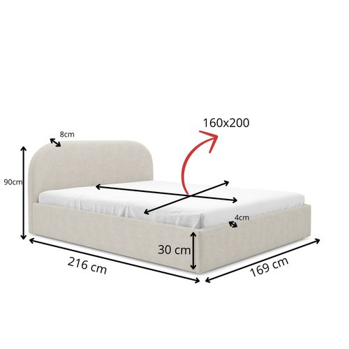 Lit Coffre Moon 160x200 Cm - Gris