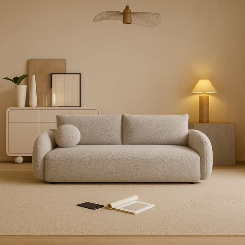 Canapé Convertible Nube - Beige Crème Et Brun