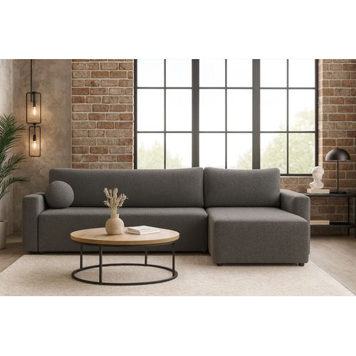 Canapé D’angle Convertible Bella En Bouclette - Gris
