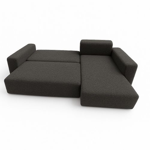 Canapé D’angle Convertible Bella En Bouclette - Gris