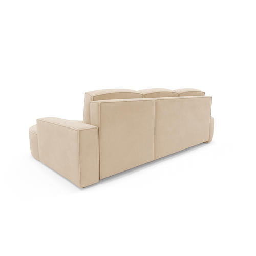 Canapé D’angle Molly à La Forme Arrondie En Velours Beige Crème Et Gris – Une Forme Arrondie Tendanc