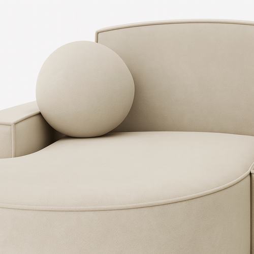 Canapé D’angle Molly à La Forme Arrondie En Velours Beige Crème Et Gris – Une Forme Arrondie Tendanc