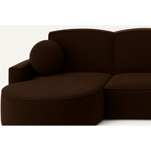 Canapé D’angle Molly à La Forme Arrondie En Velours Brun, Crème, Beige Et Gris – Une Forme Arrondie