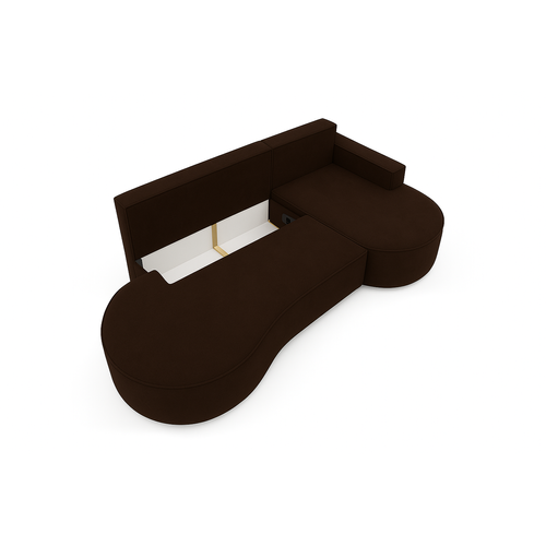 Canapé D’angle Molly à La Forme Arrondie En Velours Brun, Crème, Beige Et Gris – Une Forme Arrondie