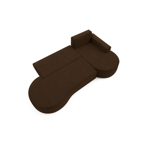 Canapé D’angle Molly à La Forme Arrondie En Velours Brun, Crème, Beige Et Gris – Une Forme Arrondie