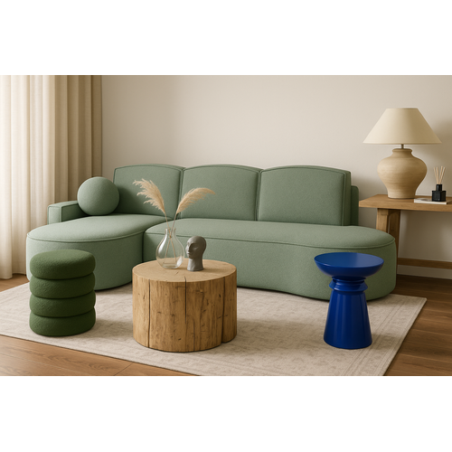 Canapé D’angle Molly à Forme Arrondie En Tressage Turquoise – Forme Arrondie Tendance