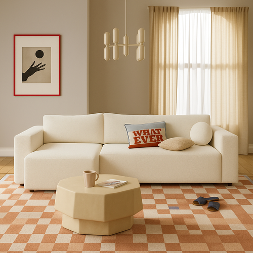 Canapé D’angle Convertible BELLA - Blanc Cassé