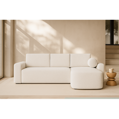 Canapé D’angle Milo Crème – Tissu Doux, Design Élégant