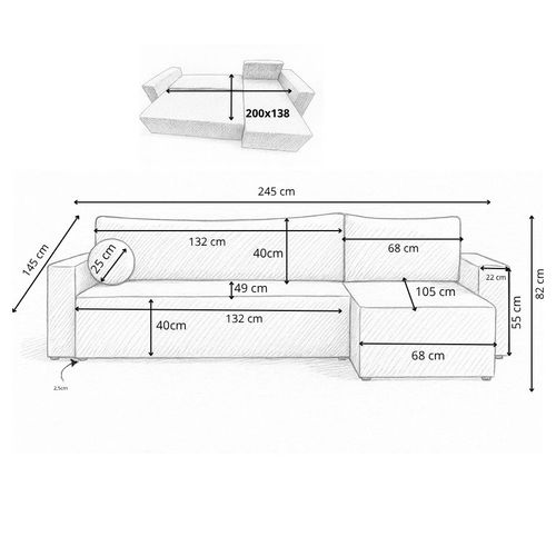 Canapé D’angle Milo Crème – Tissu Doux, Design Élégant