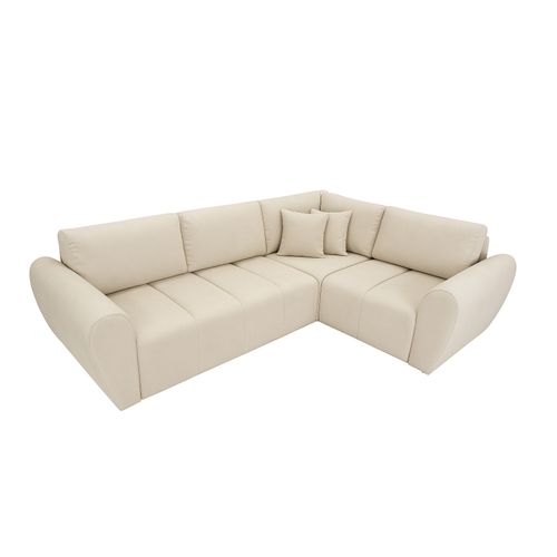 Canapé D’angle Lusso Beige Avec Fonction De Couchage Rangement – 240×180 Cm