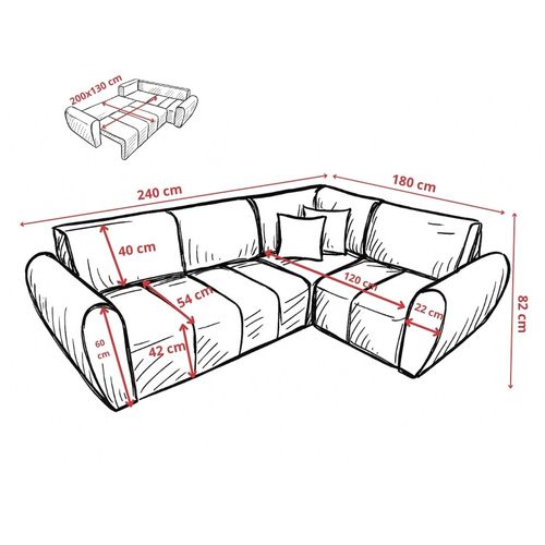 Canapé D’angle Lusso Beige Avec Fonction De Couchage Et Coffre Bleu – 240×180 Cm